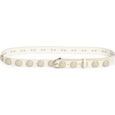 Rag & Bone Cabochon Studded Leather Belt In Antique White