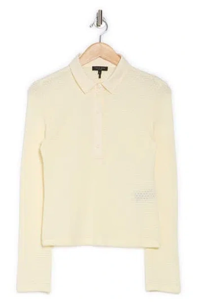 Rag & Bone Carine Open Stitch Polo In Ivory