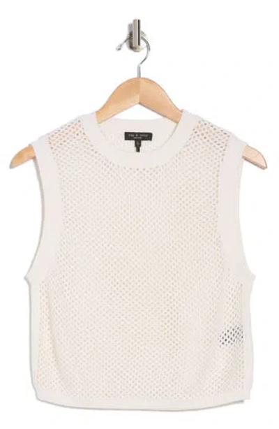 Rag & Bone Carson Cotton & Cashmere Open Stitch Sweater Vest In Ivory
