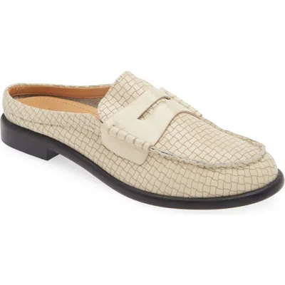 Rag & Bone Carter Embossed Leather Penny Loafer Mules In Greigebktw Leather