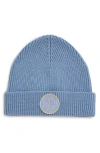 Rag & Bone Charlie Logo Patch Rib Wool Blend Beanie In Light Blue