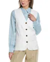 Rag & Bone Erin Striped Cotton And Linen-blend Twill Vest In White