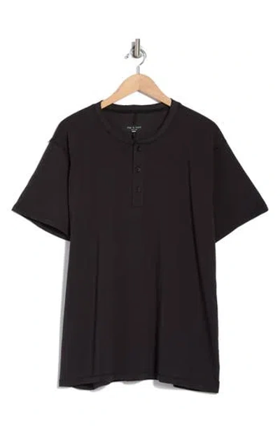 Rag & Bone Classic Cotton Slub Jersey Henley In Black