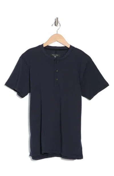 Rag & Bone Classic Cotton Slub Jersey Henley In Navy