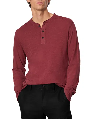 Rag & Bone Classic Flame Henley Tee In Maroon