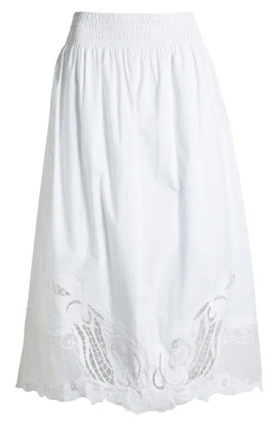 RAG & BONE RAG & BONE CLEM BRODERIE ANGLAISE TRIM COTTON MIDI SKIRT