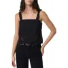 Rag & Bone Clem Embroidered Trim Cotton Tank In Black