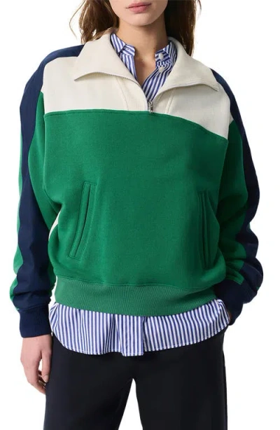 Rag & Bone Vintage Terry Sport Block Half Zip Greenmult In Green Multi