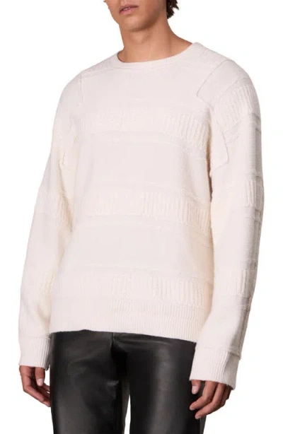Rag & Bone Colton Mixed Pattern Crewneck Sweater In Ivory