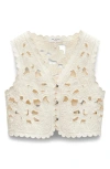 Rag & Bone Coralie Floral Cut-out Cropped Vest In Ecru