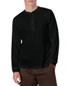 Rag & Bone Cotton Blend Waffle Knit Henley In Black