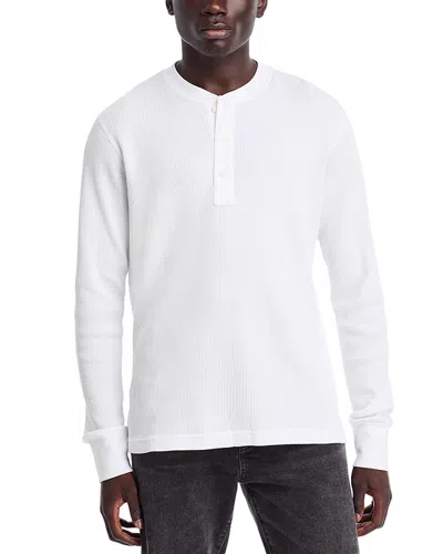 Rag & Bone Cotton Blend Waffle Knit Henley In White