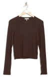 Rag & Bone Cropped Long Sleeve Ribbed T-shirt In Espresso