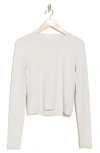 Rag & Bone Cropped Long Sleeve Ribbed T-shirt In Stone