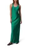 Rag & Bone Women's Daisy Satin Sleeveless Maxi Dress In Emeraldgrn
