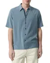 Rag & Bone Dalton Dobby Short Sleeve Button-up Shirt In Sea Gray