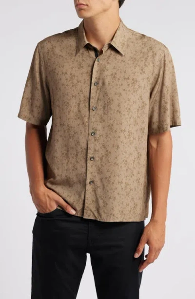 Rag & Bone Dalton Floral Short Sleeve Button-up Shirt In Taupeflora