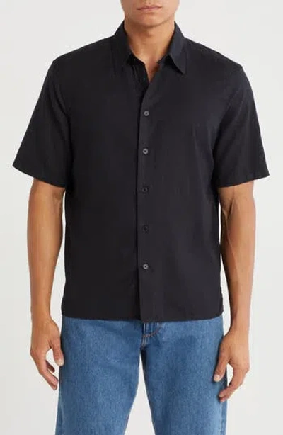 Rag & Bone Dalton Hemp & Cotton Button-up Shirt In Black