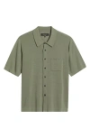 Rag & Bone Dalton Short Sleeve Knit Cotton Blend Button-up Shirt