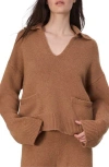 Rag & Bone Danica Wool-blend Polo Jumper In Camel