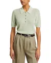 Rag & Bone Darcey Cotton-cashmere Short-sleeve Polo Sweater In Green