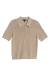 Rag & Bone Darcey Cotton-cashmere Short-sleeve Polo Sweater In Dark Taupe