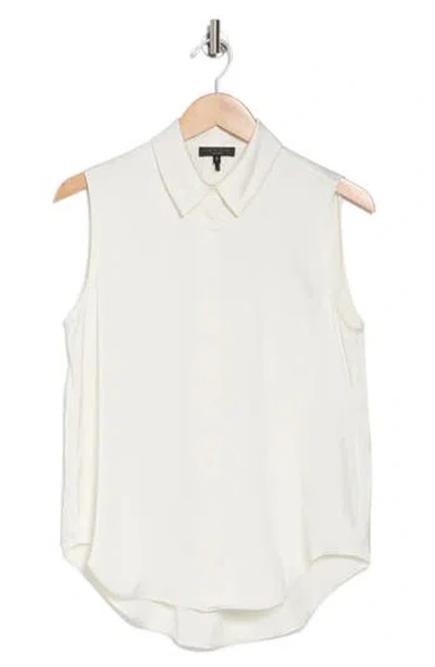 Rag & Bone Darla Sleeveless Satin Button-up Shirt In Offwht