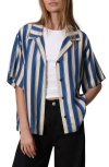Rag & Bone Women's Declan Silk Striped Camp Shirt In Blue/ Sail Stripe