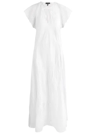 Rag & Bone Delancy Broderie-anglaise Ramie Maxi Dress In White