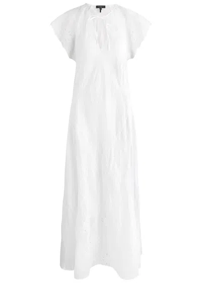 Rag & Bone Delancy Broderie Anglaise Ramie Maxi Dress In White
