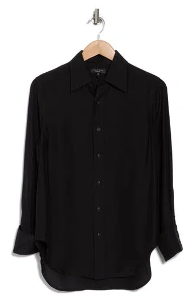 Rag & Bone Delphine Silk Blend Shirt In Black