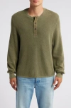 Rag & Bone Dexter Washed Organic Cotton Henley In Forest Green