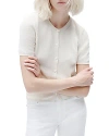 Rag & Bone Dina Short Sleeve Cotton Blend Cardigan In Ivory