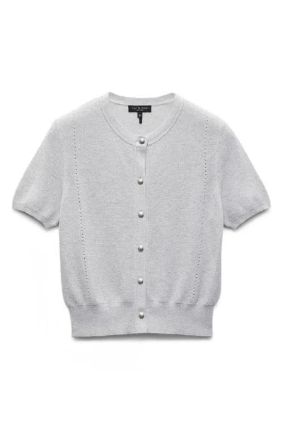 Rag & Bone Dina Short-sleeve Cardigan In Heathgry