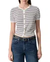 Rag & Bone Dina Stripe Short-sleeve Cardigan In Ivory Multi