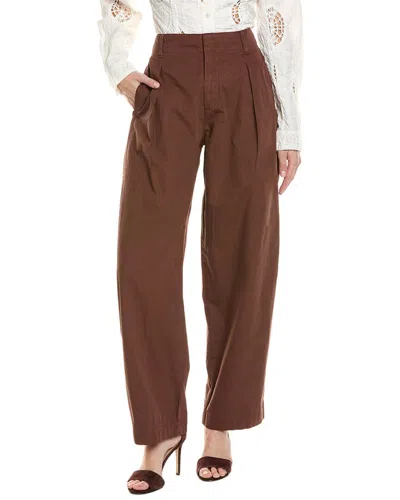 Rag & Bone Donovan Pleated Cotton Twill Wide Leg Pants In Brown