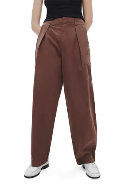 Rag & Bone Donovan Pleated Cotton Twill Wide Leg Pants In Brown