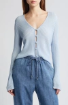Rag & Bone Dorit V-neck Wool Blend Rib Cardigan In Light Blue