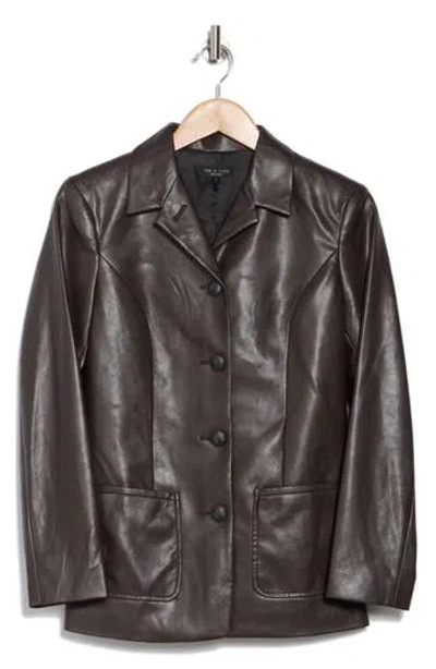 Rag & Bone Drea Faux Leather Blazer In Dark Brown