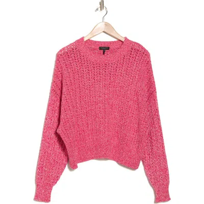 Rag & Bone Edie Open Stitch Crewneck Sweater In Pink Multi