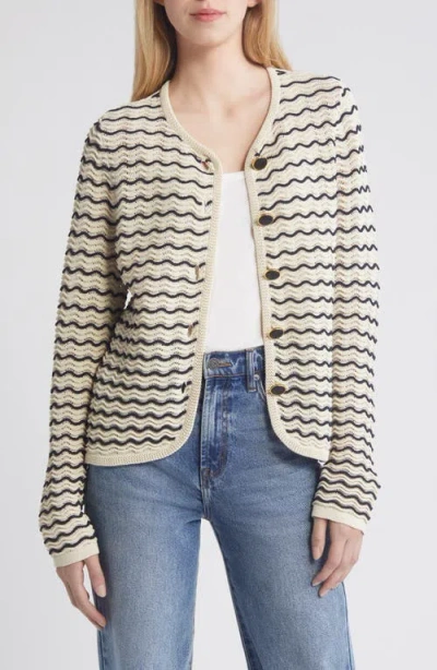 Rag & Bone Striped Eliza Cardigan In Turtledove