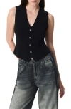 Rag & Bone Ella Merino Wool Blend Sweater Vest In Black