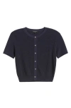 Rag & Bone Eloise Short Sleeve Waffle Cardigan In Navymult