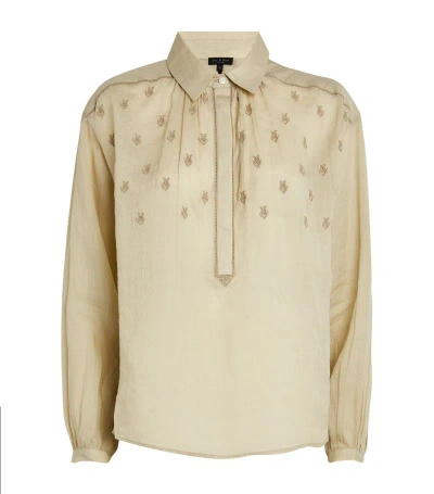 Rag & Bone Women's Robin Embroidered Button-front Blouse In Silver Sage