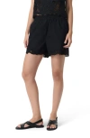 Rag & Bone Emma High Waist Lace Trim Cotton Shorts In Black