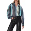 Rag & Bone Emmy Stripe Top In Grey Blue Stripe