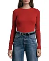 Rag & Bone Essential Rib Knit Long Sleeve Tee In Burgundy