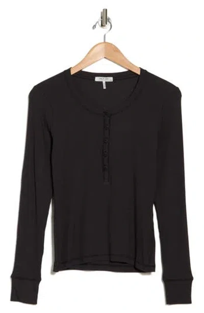Rag & Bone Essie Ribbed Henley In Black