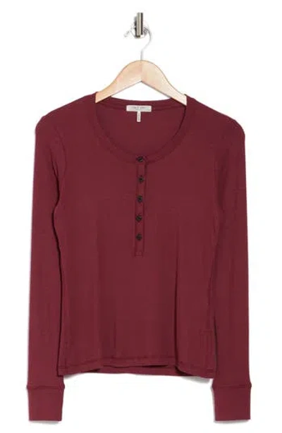 Rag & Bone Essie Ribbed Henley In Wine