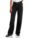 Rag & Bone Featherweight Logan High Rise Wide Leg Jeans In Jet Black In Jet Black